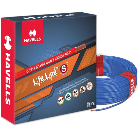 (1.0 sq. mm)  Life Line Plus S3 HRFR Cables 1.0 sq. mm Heat Resistant Flame Retardant 90 m, (blue)