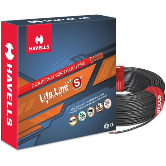 2.5 sq. mm Life Line Plus S3 HRFR Cables 2.5 sq. mm Heat Resistant Flame Retardant 90 m,(black)