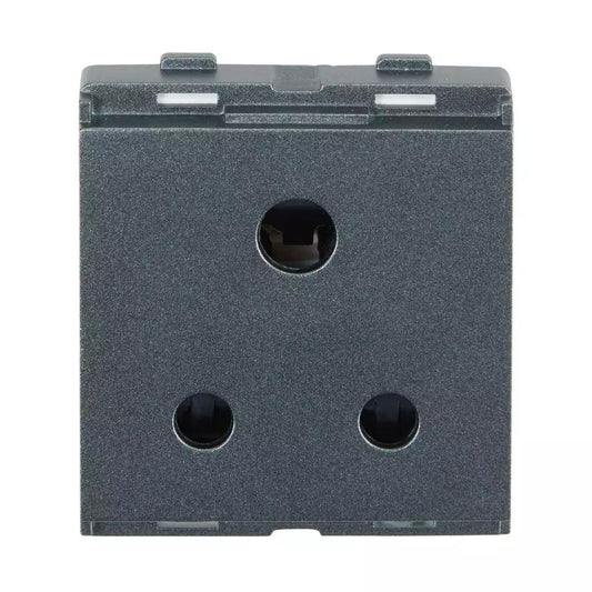 L&T/LK Engem Stone Grey 6 Amp 3 Pin ISI 2 Module Socket