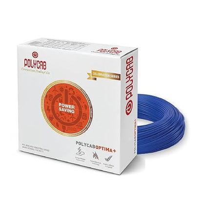 Polycab Optima Plus 1 SQ-MM, 90 Meters PVC Insulated Copper Wire Single Core Flexible House Cable for Domestic & Industrial Connections Electric Wire (Blue)