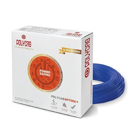 Polycab Optima Plus FR-LF 2.5 SQ-MM, 90 Meters PVC Insulated Copper Wire Single Core Flexible House Cable for Domestic & Industrial Connections Electric Wire (Blue)