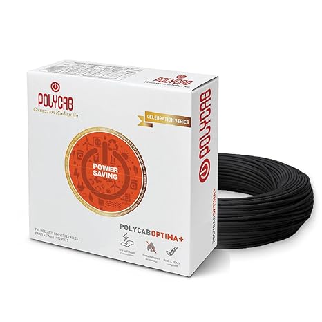 Polycab Optima plus 90m, 6sqmm. •Heat Resistant •Eco Friendly • PVC Insulated Copper Cable •Energy Saving •Flame Retardant •99.97% Electrolytic Grade Copper 【Black】