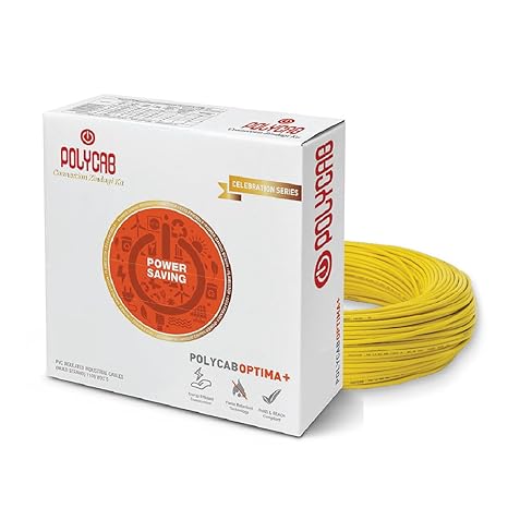 Polycab Optima Plus 1.5 SQ-MM, 90 Meters PVC Insulated Copper Wire Single Core Flexible House Cable for Domestic & Industrial Connections Electric Wire (Yellow)