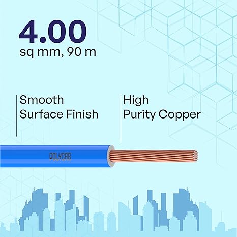 Polycab Optima Plus  4 SQ-MM, 90 Meters PVC Insulated Copper Wire Single Core Flexible House Cable for Domestic & Industrial Connections Electric Wire (Blue)