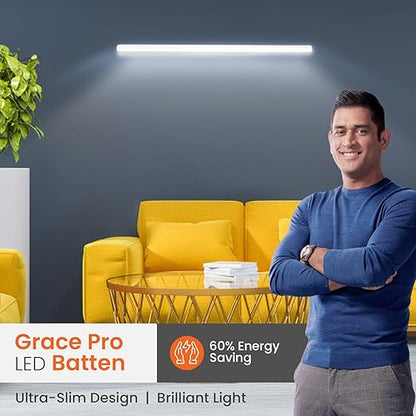 Orient Electric 20W Grace Pro LED Batten | Up to 4 kV surge protection | Ultra Slim Design| LED Tubelight for Home| Sleek & Stylish Design| Cool White| Pack of 10