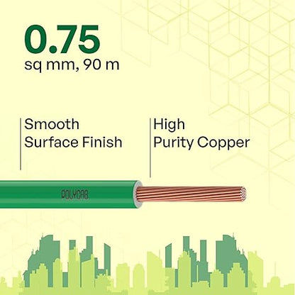 Polycab Optima Plus 0.75 SQ-MM, 90 Meters PVC Insulated Copper Wire Single Core Flexible House Cable  (green)