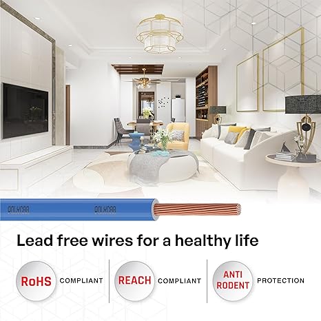 Polycab Optima Plus 1 SQ-MM, 90 Meters PVC Insulated Copper Wire Single Core Flexible House Cable for Domestic & Industrial Connections Electric Wire (Blue)