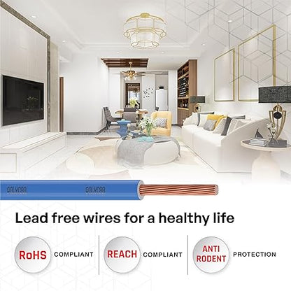 Polycab Optima Plus  4 SQ-MM, 90 Meters PVC Insulated Copper Wire Single Core Flexible House Cable for Domestic & Industrial Connections Electric Wire (Blue)