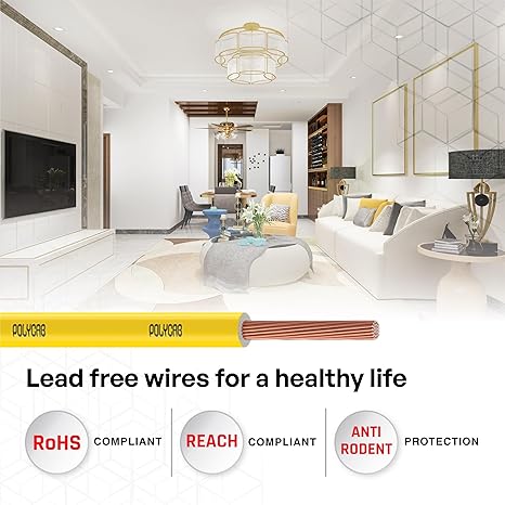 Polycab Optima Plus 1.5 SQ-MM, 90 Meters PVC Insulated Copper Wire Single Core Flexible House Cable for Domestic & Industrial Connections Electric Wire (Yellow)