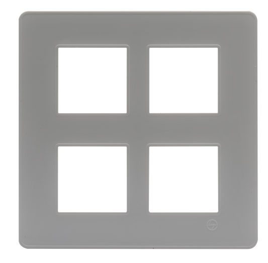 L&T/LK Engem White 8 Module Square Cover Plate with Grid Frame