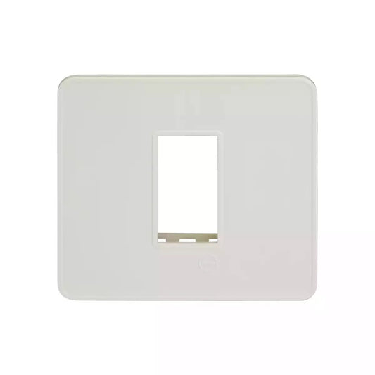 L&T/LK Engem White 1 Module Cover Plate with Grid Frame