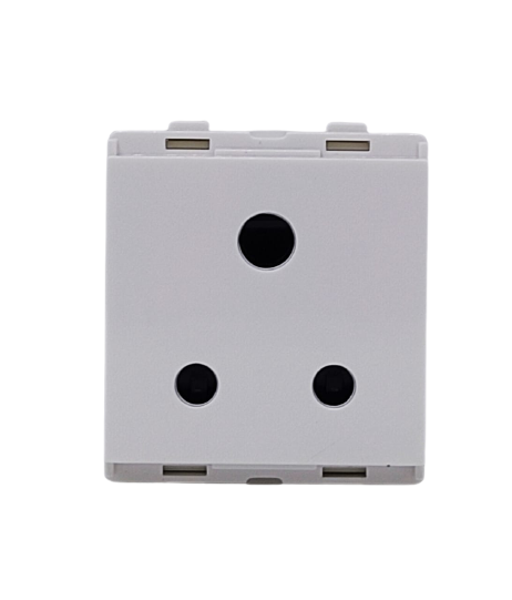 LK Engem White 6Amp 3 Pin Socket  2 Module with ISI