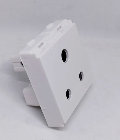 LK Engem White 6Amp 3 Pin Socket  2 Module with ISI