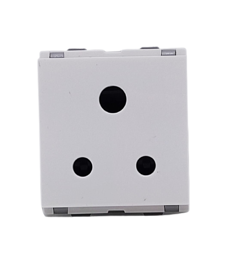 L&T/LK Entice White Socket 6Amp 3 Pin Round Type 2Module with ISI