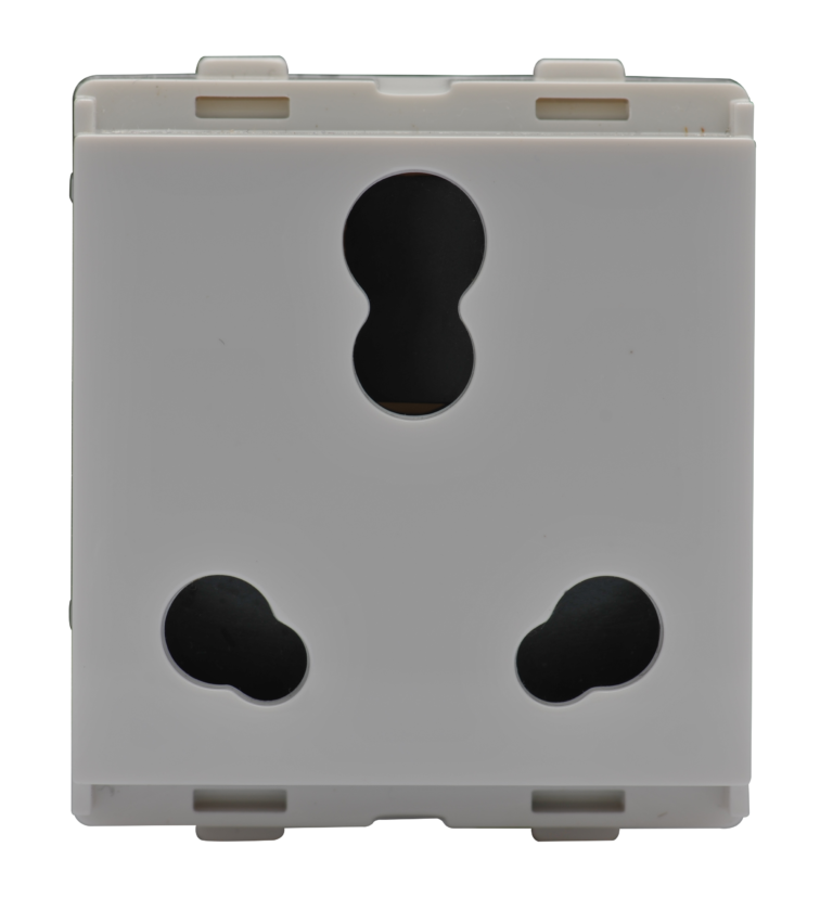 LK Engem White 16Amp 3 Pin Socket  2 Module with ISI