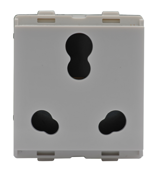 LK Engem White 16Amp 3 Pin Socket  2 Module with ISI