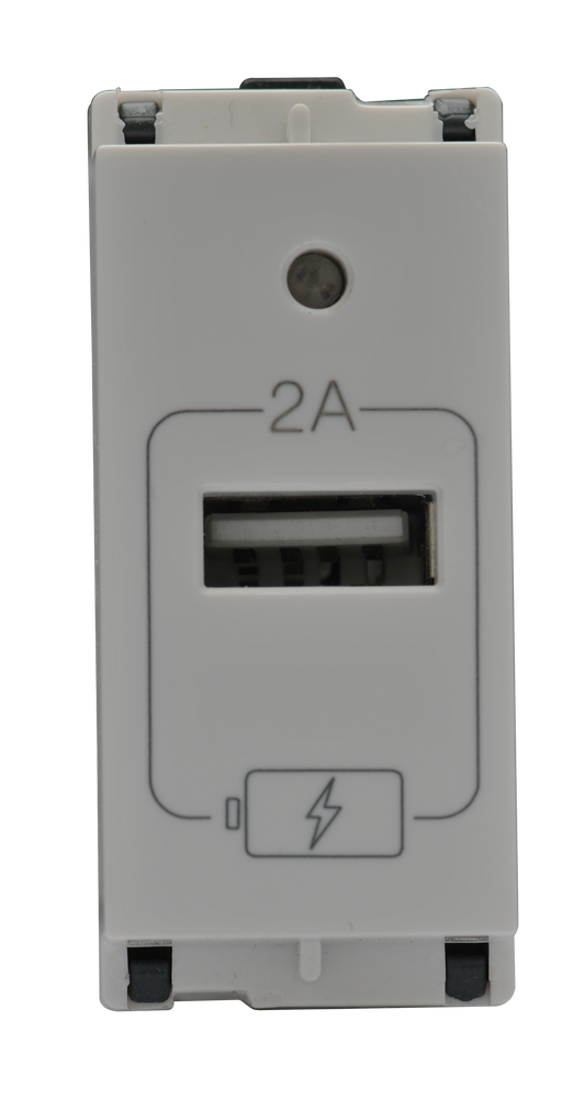 L&T/LK Engem White USB Charger 2A 1module