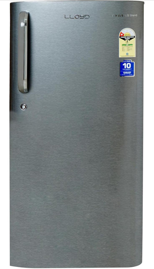 Lloyd Havells 188 L 1 Star Direct-Cool Single Door Refrigerator (2024 Model, GLDC201GSST2JC ,Stainless Steel)