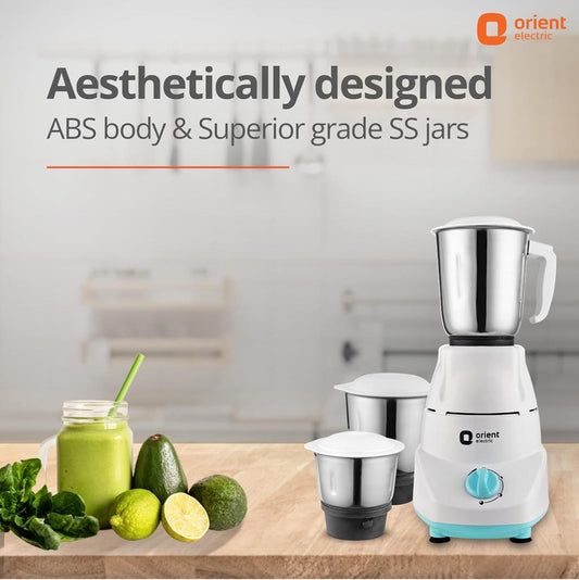 Orient Electric 500W mixer grinder | Kitchen Kraft 500 MGKK50B3 with 3 SS jars | Longer life balanced coil motor | ABS body | Uniform grinding | 5 years motor warranty