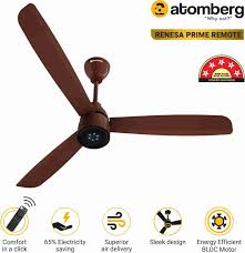 Atomberg Renesa Prime Remote 5 Star 1200 mm 3 Blade Ceiling Fan  (BLDC Motor with Remote | gloss brown