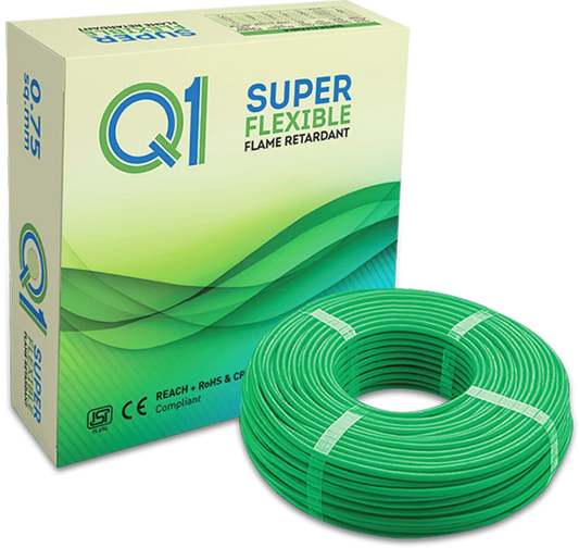 RR Q1 Super Flexible PVC Insulated 0.75mm Single Core Flexible Copper Wires and Cables for Domestic/Industrial Electric | Home Electric Wire | 90 Mtr | Electrical Wire | (Green)